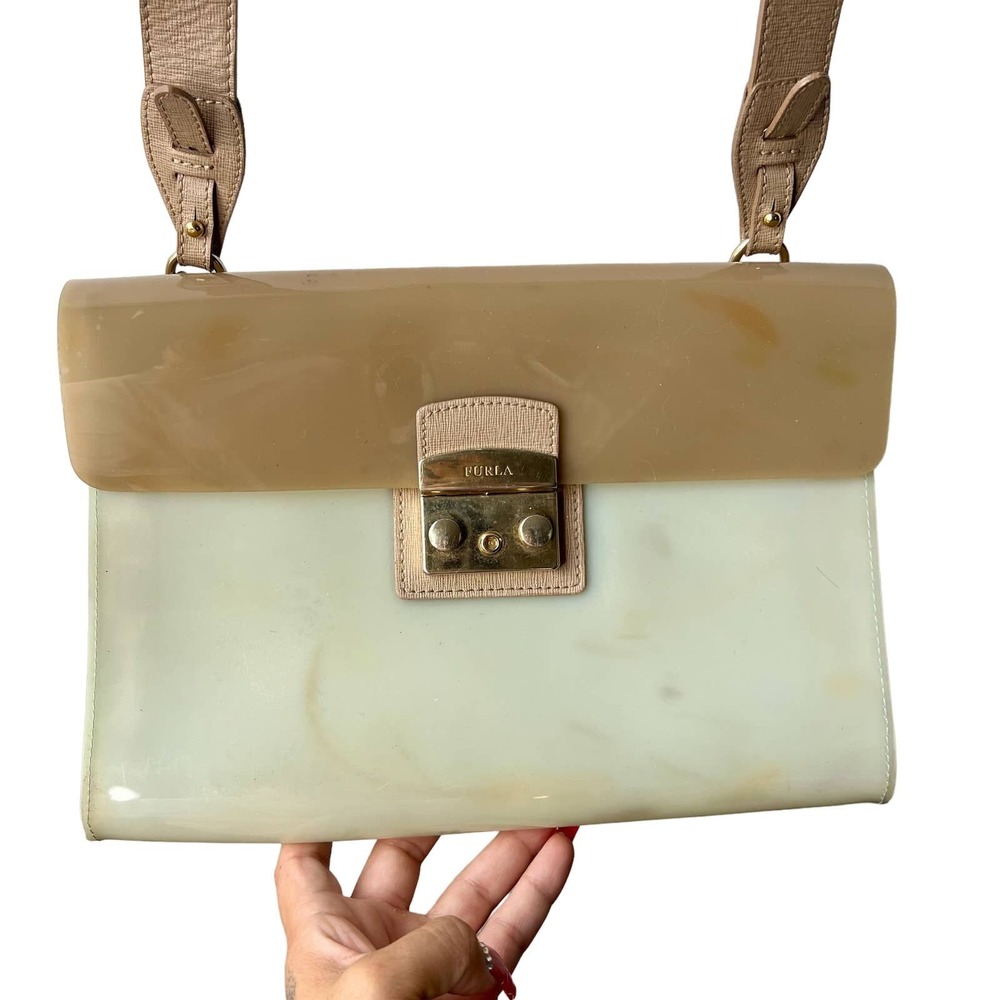 Furla Two-Tone Cream and Tan Shoulder Bag
